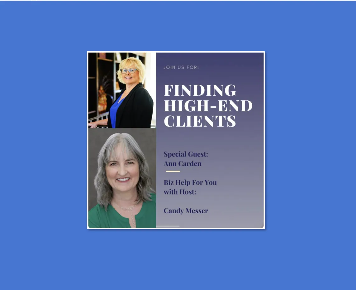 Featured Guest on: Biz Help for You with Candy Messer